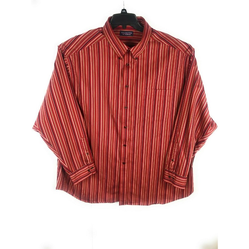 Roundtree York Men's 3X Button Up Long Sleeve Multicolor Cotton Adult Shirt A17
